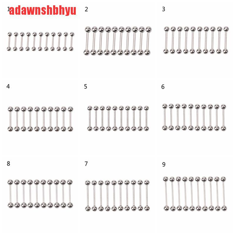 Set 10 Khuyên Rốn / Lưỡi / Rốn Bằng Thép Không Gỉ