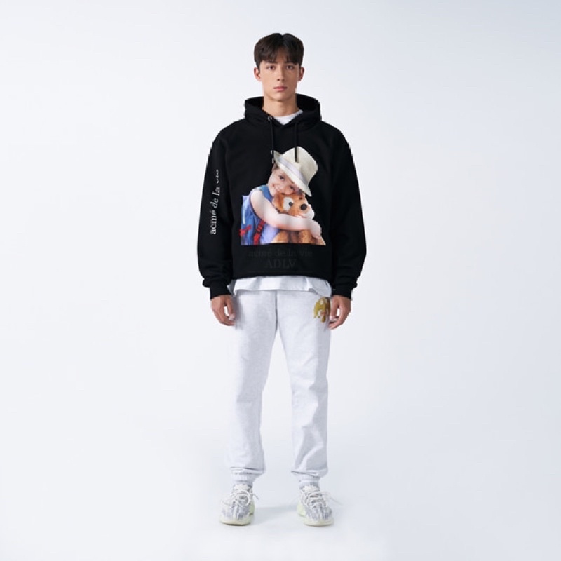 [Nỉ bông cao cấp] Áo Hoodie ADLV in hình bé gái đội mũ ôm gấu