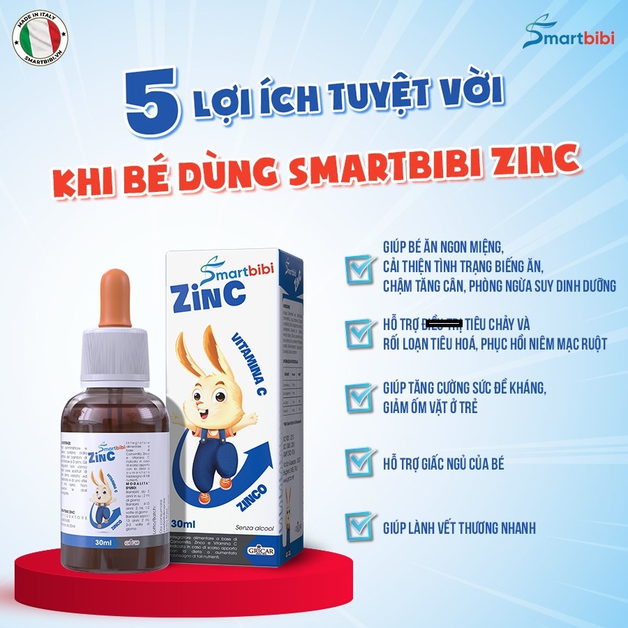 Kẽm Hữu Cơ Smartbibi Zinc Nhỏ Giọt Giúp Bé Tăng Đề Kháng Kích Thích Ăn Ngon Tiêu Hóa Tốt