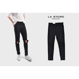 [ROUTINE] Quần jean nam - Quần Jeans Đen rách gối - form skinny