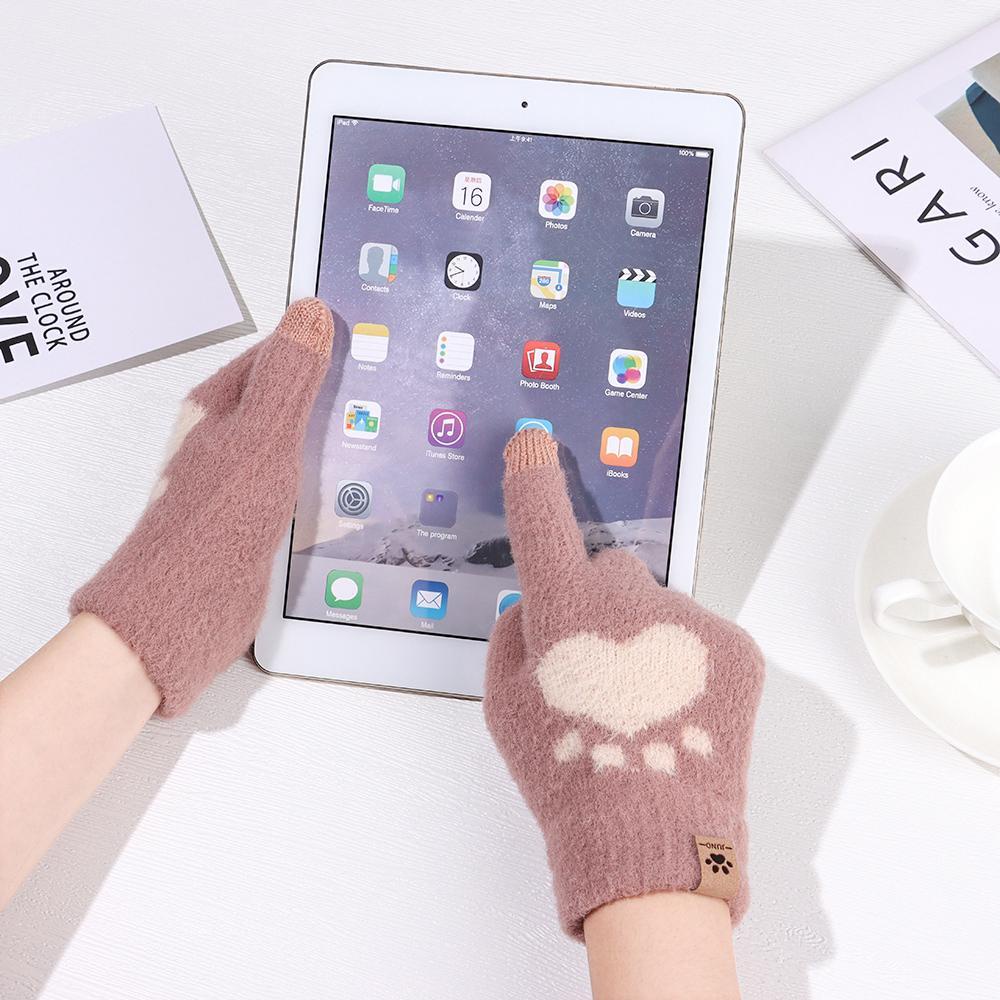 Găng Tay Hình Dấu Chân Mèo Chống Lạnh Có Thể Chạm Màn Hình Cảm Ứng Cho Nữ