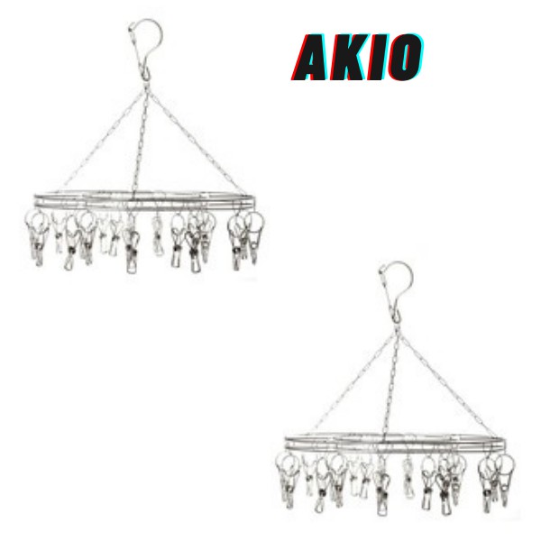 [AKIO HOUSEWARE] Móc dù tròn inox kẹp quần áo Hưng Huê cao cấp