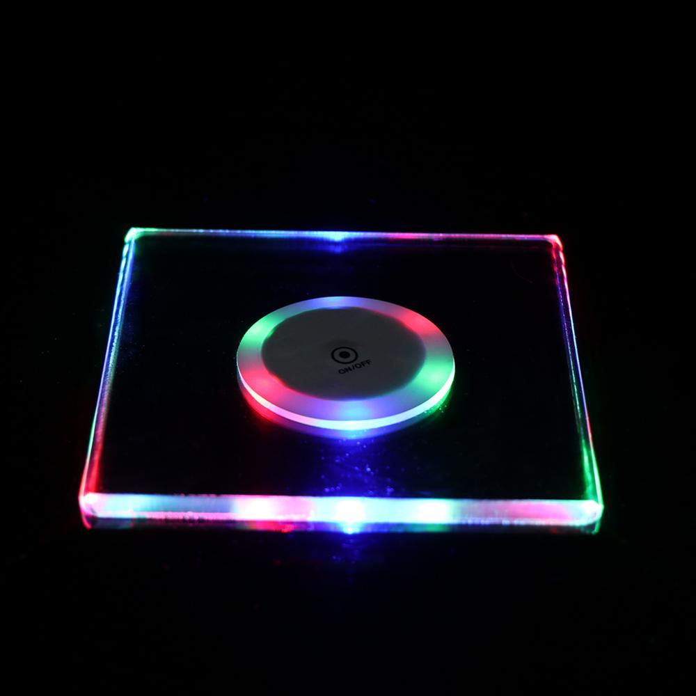 Đế Lót Ly Siêu Mỏng Hình Tròn / Vuông Có Đèn LED 24 Bóng