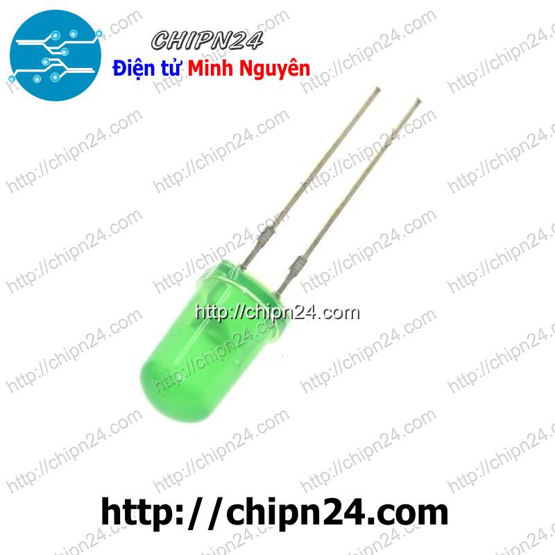 [50 CON] Led 5mm Vỏ đục Màu ra màu XANH LÁ