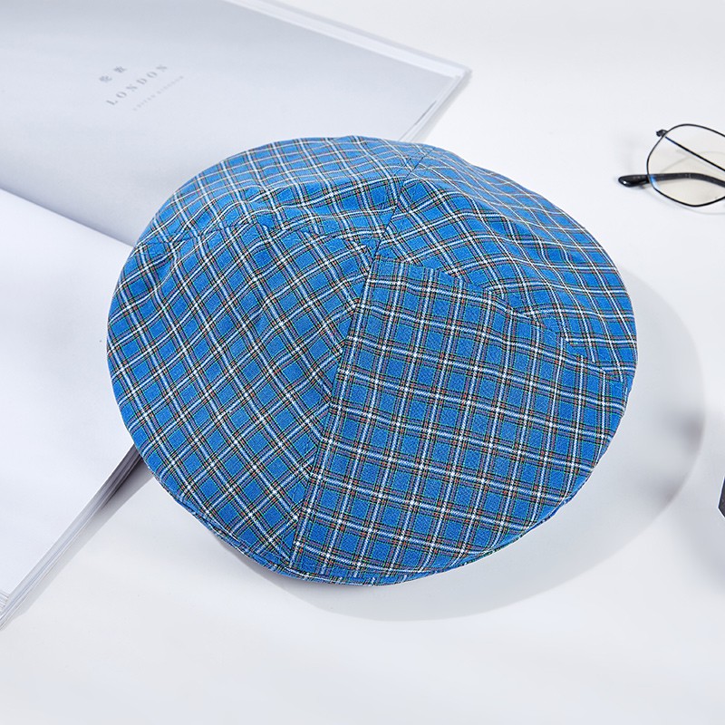 Mũ Beret Mỏng Mềm Thoáng Khí Kẻ Sọc Caro Phong Cách Nhật Bản Dễ Phối Đồ Thời Trang Mùa Hè Cho Nữ