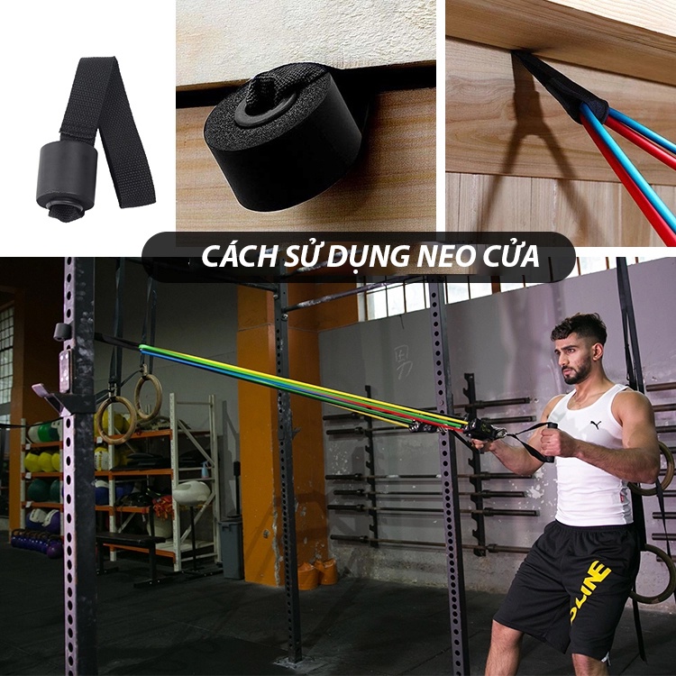 Dây ngũ sắc tập Gym đa năng cao cấp, dây kháng lực thể thao 11 phụ kiện Heria Store