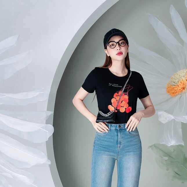 Áo phông in hình giỏ cam chất liệu Cotton Compact form vừa LOZA PT302030