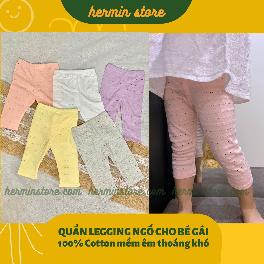 Quần legging lửng bé gái chất cotton 100% mềm êm thoáng khí - Mã QLN
