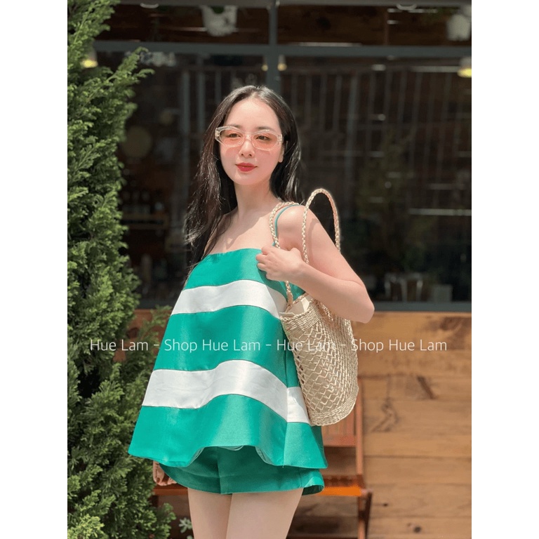 SÉT NỮ TAFTA PHỐI MÀU DÁNG BEBIDOLL SIÊU XINH THỜI TRANG HHP 2022