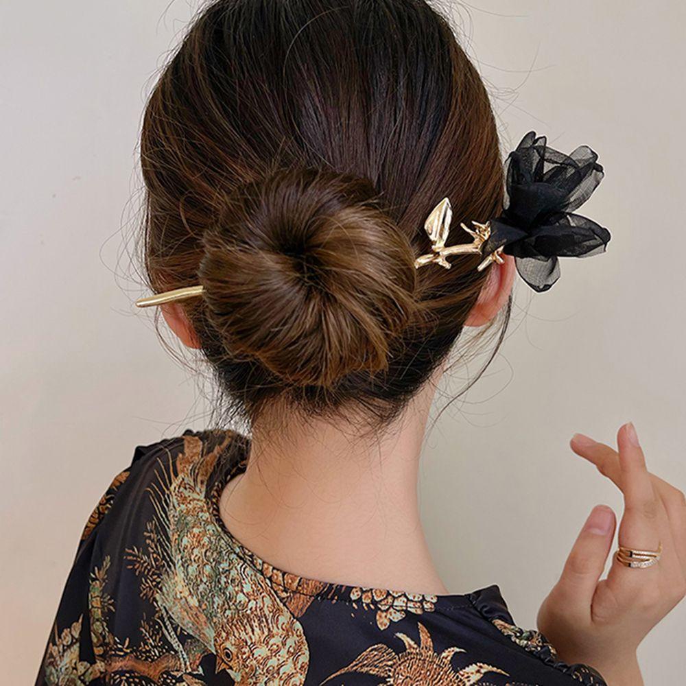 Trâm Cài Tóc VANES1 Dạng Lưới Họa Tiết Hoa Tulip Phong Cách Trung Hoa Cổ Điển Sang Trọng