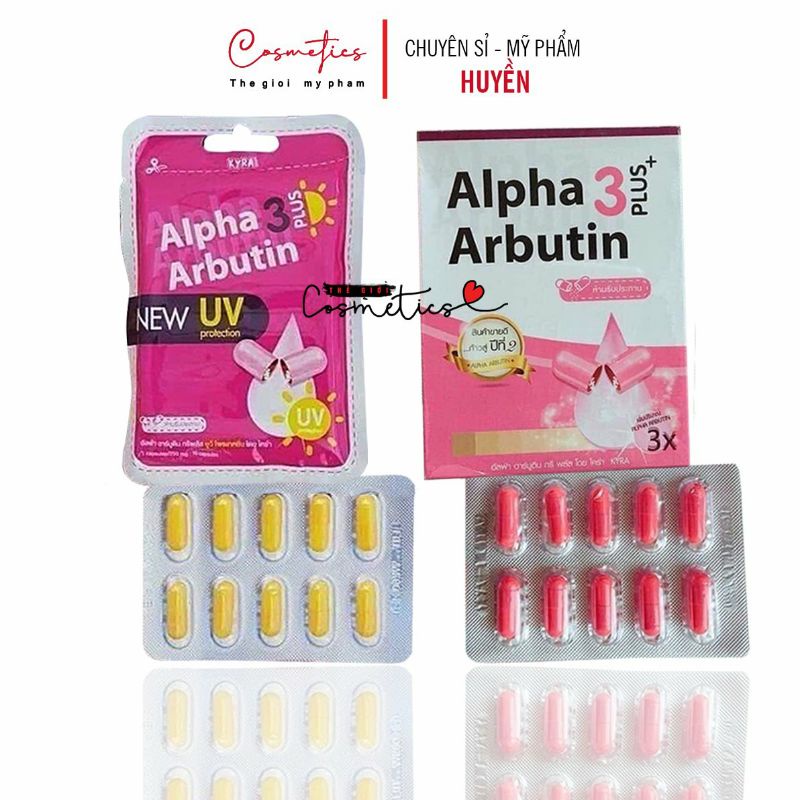 Vỉ 10 viên kích trắng Alpha Arbutine ngày & đêm