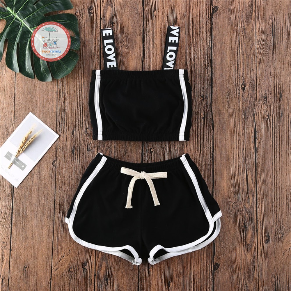 Set áo Croptop quần thun bé gái 💝Size từ 9-40kg. Chuẩn shop - Logo thương hiệu 💝Thun COTTON 100% co giãn 4 chiều