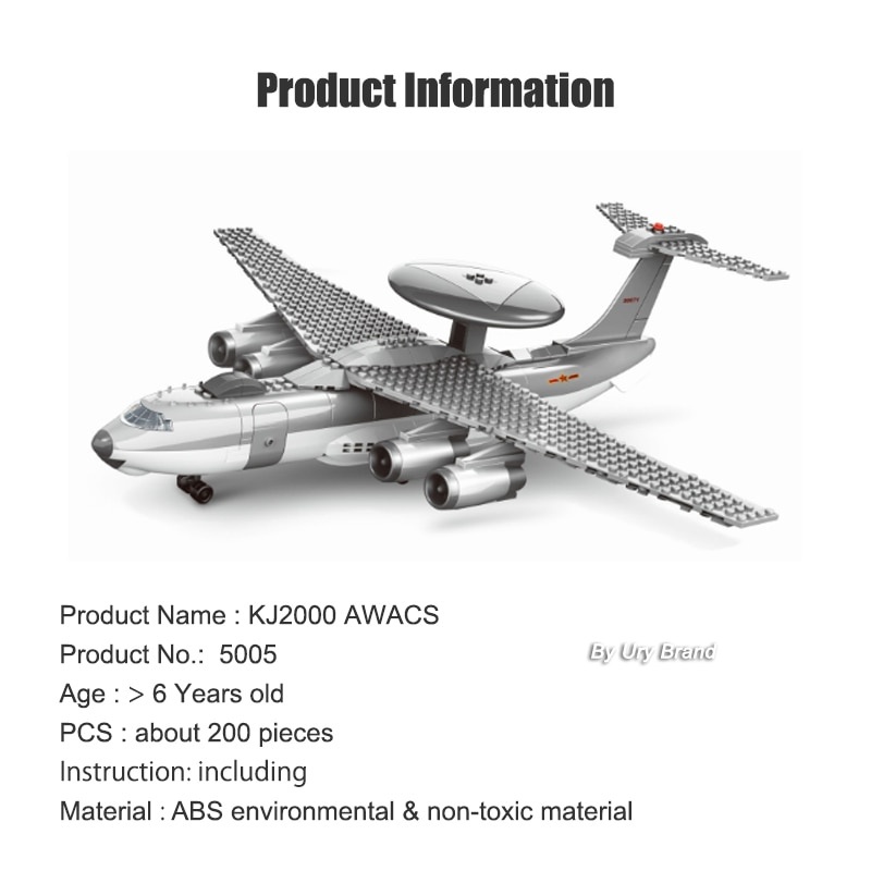 Đồ chơi Lắp ráp Mô hình Máy bay Wange 5005 Military Plane KJ-2000 AWACS Airplane Morden Army War Craft WW2