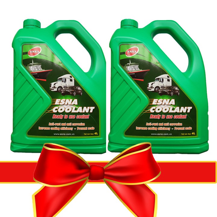 Bộ 2 can 4L nước làm mát xe ô tô màu xanh Esna Coolant, OkI Coolant 4L