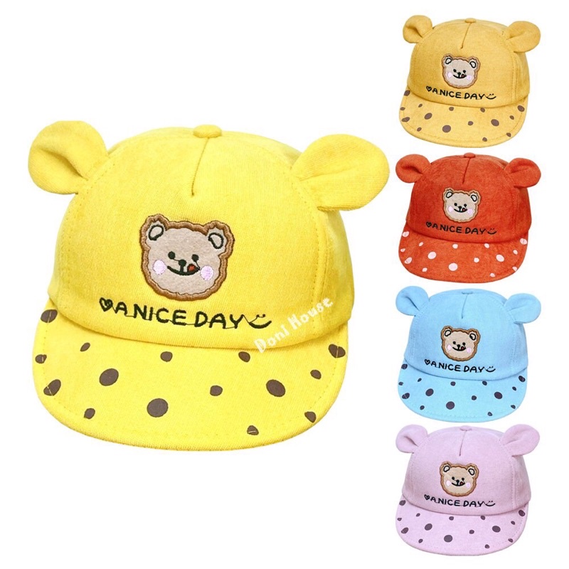 [Bé 1-2 tuổi] Nón Kết Mũ Lưỡi Trai Từ 1 2 Tuổi Vòng Đầu 48cm Cho Bé Trai Bé Gái Thêu Hình Gấu Dễ Thương NK55 - Doni Hous