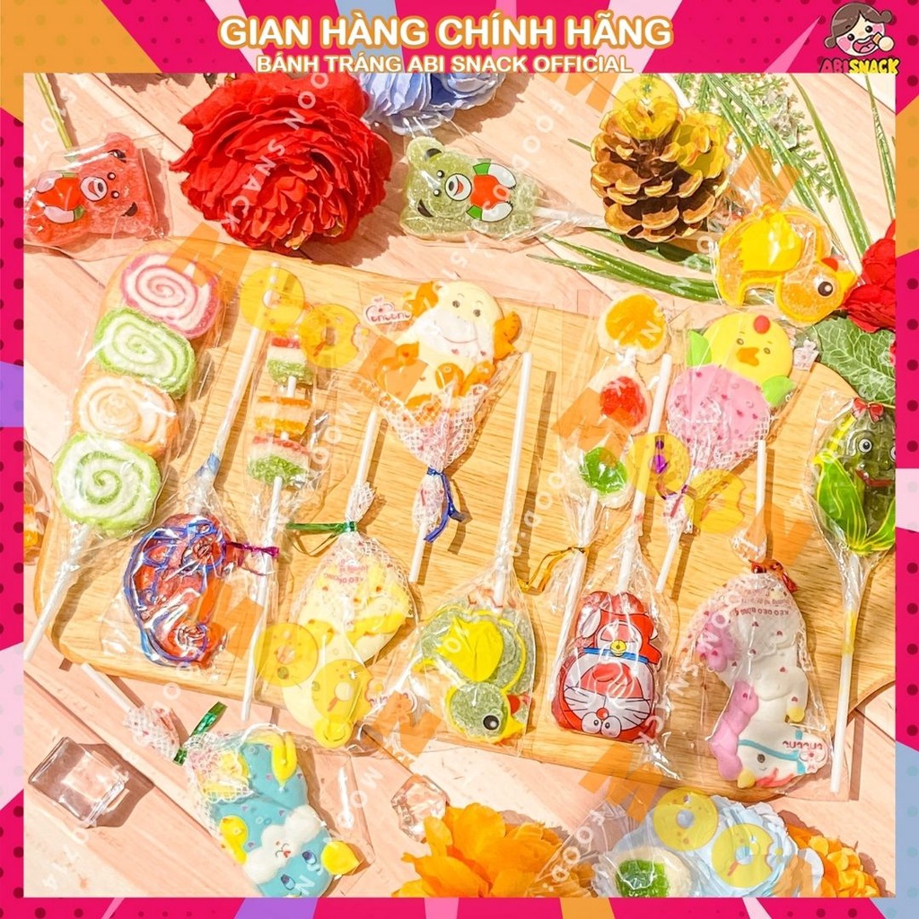 Combo 5 cây kẹo dẻo xiên loại que mềm và cứng hình dáng đông vật/ con giáp