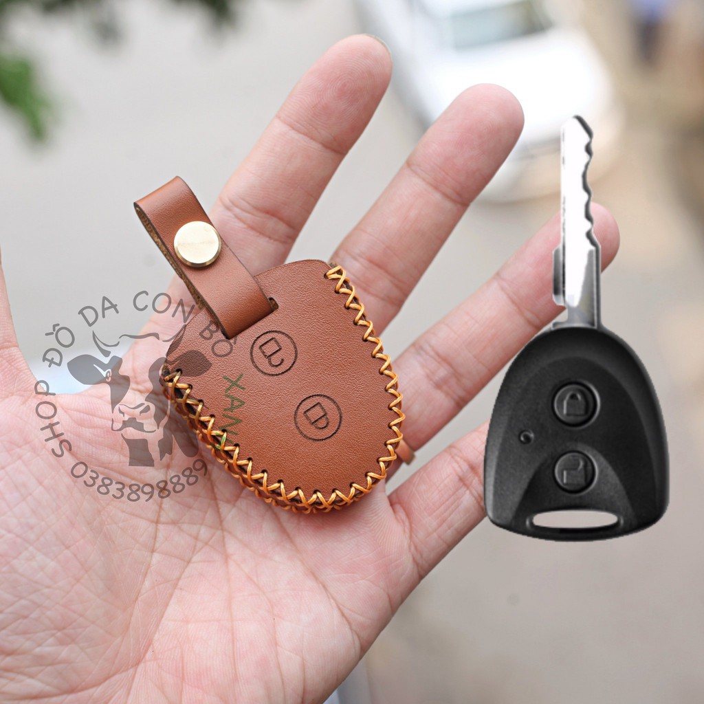 Bao da chìa khoá Toyota Wigo, Avanza da thật hỗ trợ khắc tên sđt 007