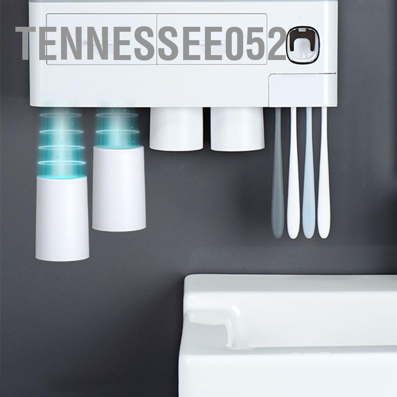 Tennessee052 Giá để bàn chải đánh răng treo tường đa chức năng hấp thụ từ tính lưu trữ trong phòng tắm với ngăn kéo Bộ phân phối kem