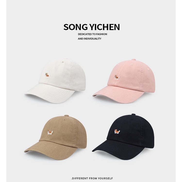 Mũ Lưỡi Trai Mềm Mại Chống Nắng In Hình Chú Chó Corgi Hoạt Hình Phong Cách Hàn Quốc Cho Nam Và Nữ