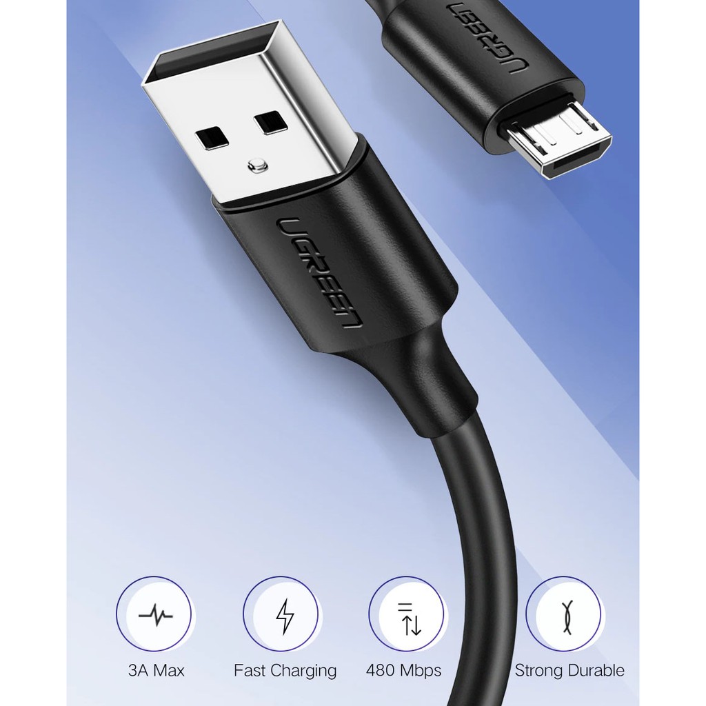 Cáp Sạc Nhanh 3A*5V Cổng Micro USB Cao Cấp UGREEN US289 - Hàng Chính Hãng