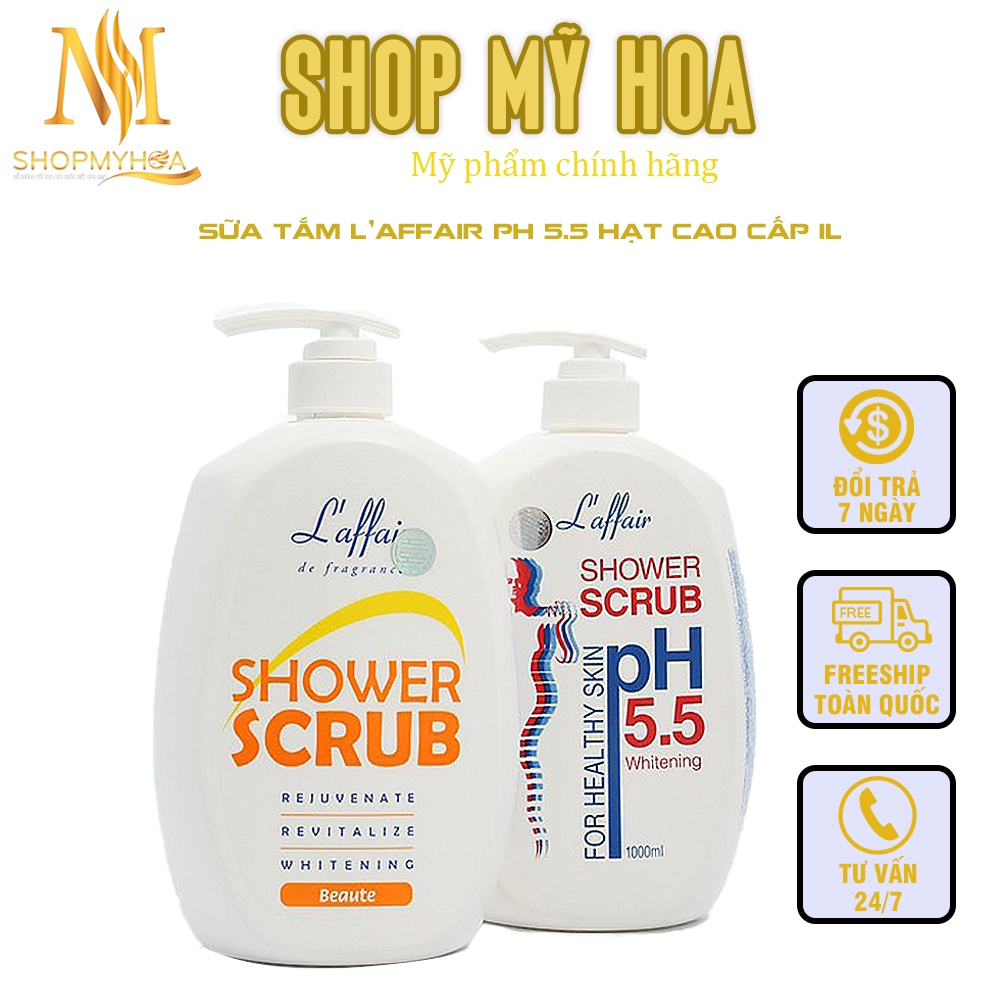 Sữa tắm dưỡng da -Sữa tắm L’affair pH 5.5 hạt cao cấp có tác dụng làm da sáng lên và tẩy sạch các vết nám