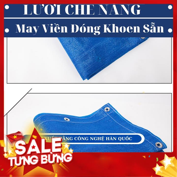 Lưới Che Nắng Nam Việt - Giá Bán Trên 1 Mét Vuông - Màu Xanh Dương - May Viền Đóng Khoen Sẵn