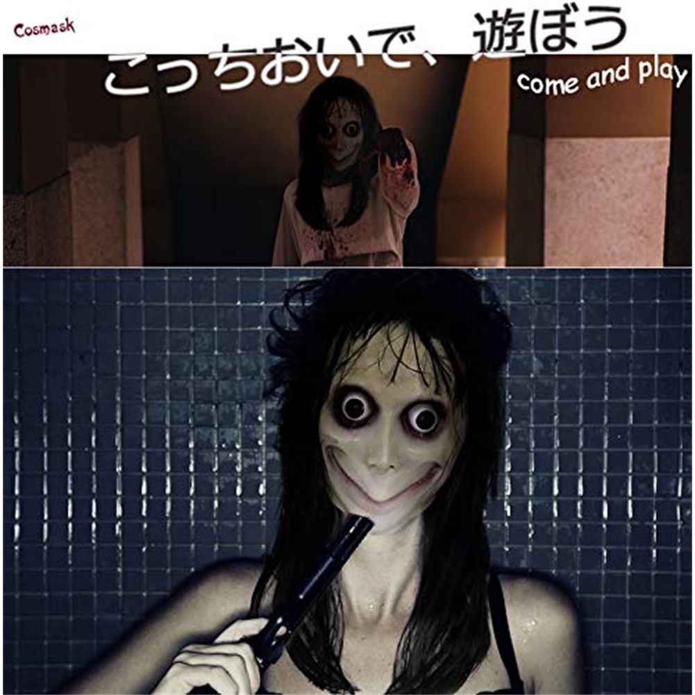 Mới halloween kinh dị tóc dài momo mặt nạ đáng sợ zombie mặt nạ cosplay ma kinh dị đạo cụ đảng đạo cụ