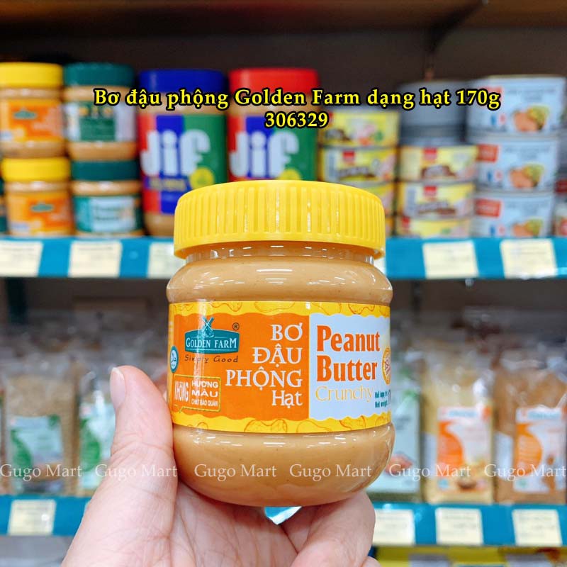 Bơ đậu phộng Mịn - Nguyên Hạt Golden Farm 170-340g - Dùng làm bánh, ăn kèm bánh mì, xôi hoặc nấu ăn