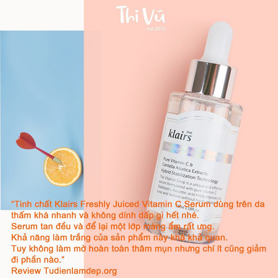Tinh chất làm sáng da Klairs Pure Vitamin C, Serum Klair mờ thâm tái tạo da