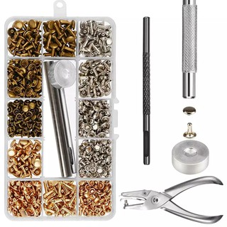 Bộ 300 Nút Bấm Đinh Tán, Khuy Bấm, Bộ Dụng Cụ Grommet Kim Loại Với Kìm Bấm_123Lifevn