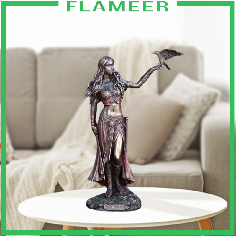 [FLAMEER]Celtic Goddess of Battle Statue Resin Art Morrigan Figurine Bookcase Decor