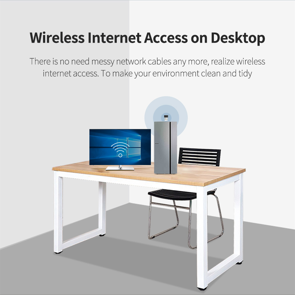 Ăng Ten Wifi Không Dây 650mbps 2.4g &amp; 5g Rtl8811 Băng Tần Kép 802.11ac Cho Desktop Cf-811ac