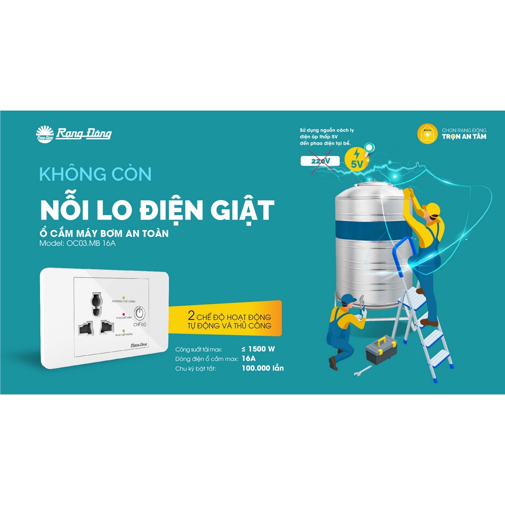 Ổ cắm máy bơm an toàn OC03.MB 16A