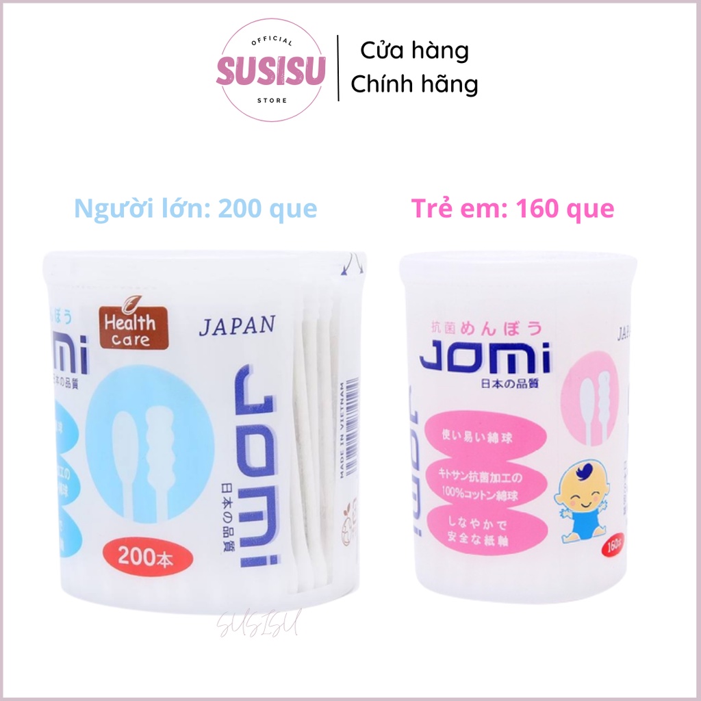 Tăm Bông Ráy Tai Cho Bé Jomi 2 đầu xoắn (cho bé: 160 que - người lớn: 200 que)