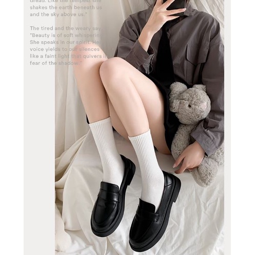Set 6 đôi tất chân trắng nhún trơn ren bèo cao cổ lolita tiểu thư chất len đẹp nữ Hàn Quốc