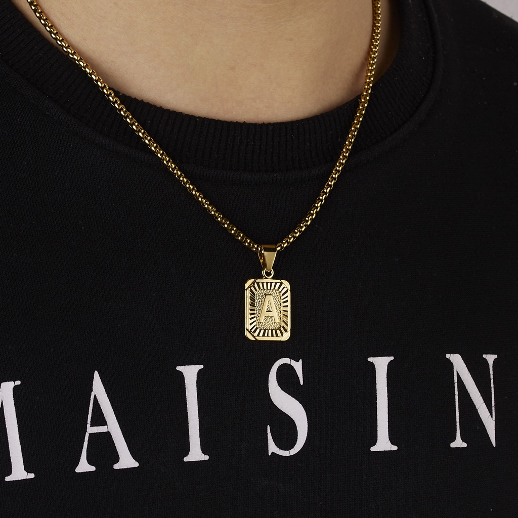Dây chuyền RINHOO FRIENDSHIP mạ vàng 18K mặt hình 26 chữ cái tùy chọn thời trang