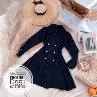 Bigsize Đầm cổ vest phối nút D551