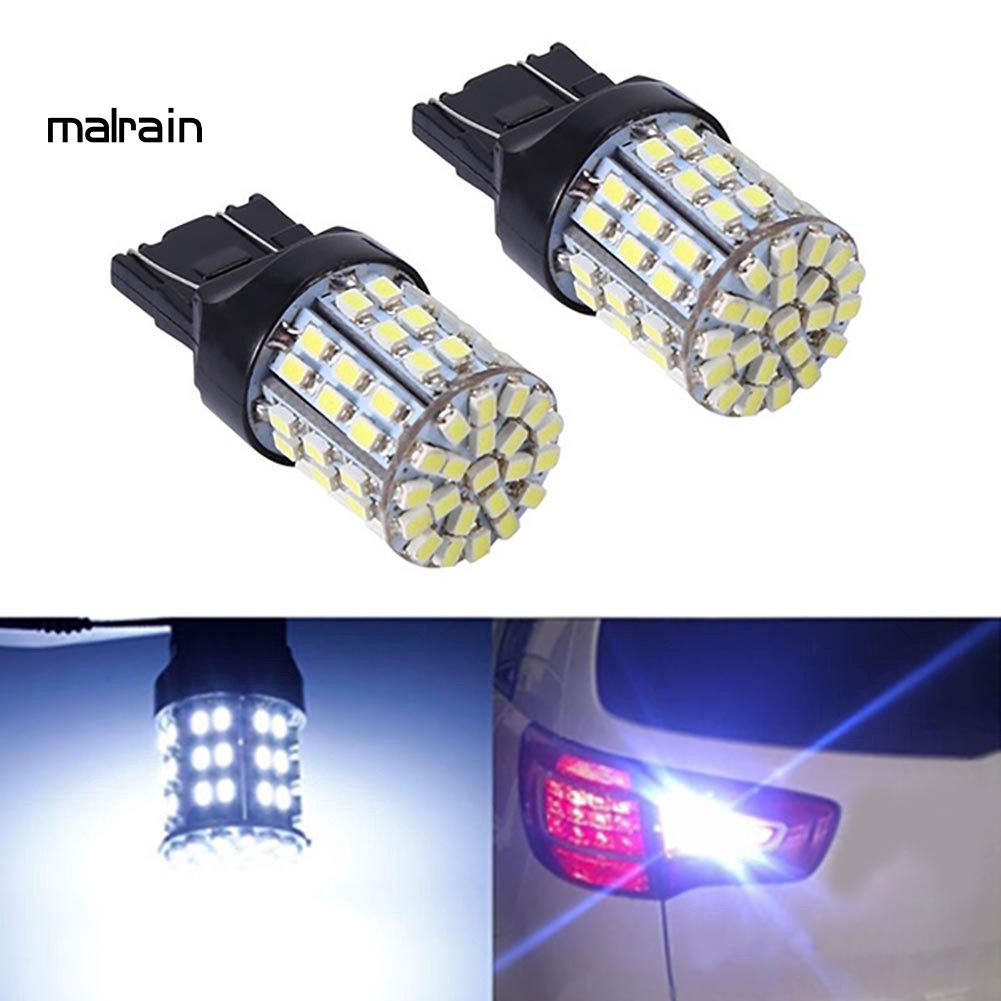 Set 2 Đèn LED Phanh Xe Ánh Sáng Trắng 6000K 12V T20 7440 7443 64 SMD