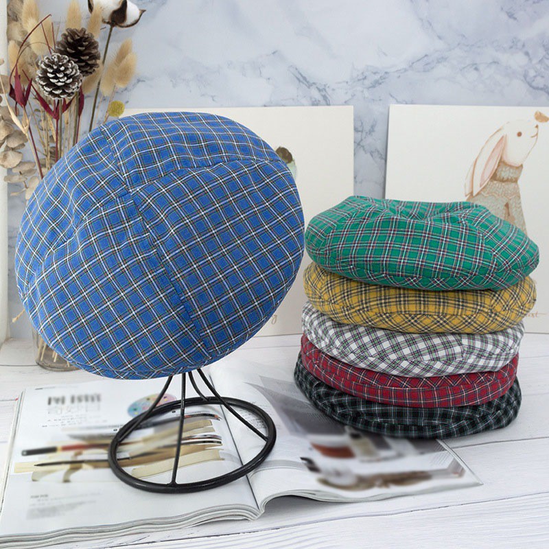 Nón Beret Họa Tiết Caro Thời Trang Cho Nữ