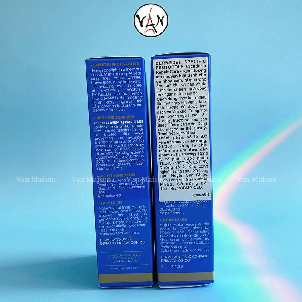 Kem dưỡng ẩm phục hồi da dermeden repair care trước và sau khi can thiệp thẩm mỹ 30ml