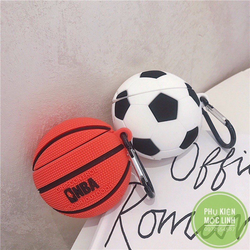 ☘️Tặng kèm móc treo☘️Case Airpod 1 2- Vỏ bao bọc Football Cover đựng tai nghe không dây Airpods Bóng rổ - Bóng đá 3D