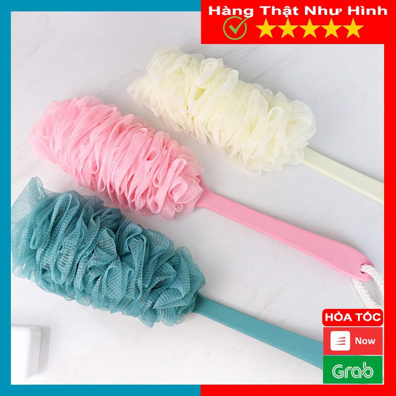 Bàn Chải Bông Tắm Massage Da Khô Và Ướt, Cây Cọ Lưng Bông Tắm Có Cán Massage Mềm Mại Dễ Dàng Sử Dụng BILA1062