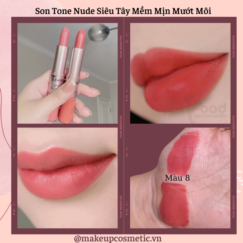 Son Môi Màu Nude Siêu Tây Mềm Mịn, Mượt Mà, Lâu Trôi Lipgloss + Lipstick 2in1