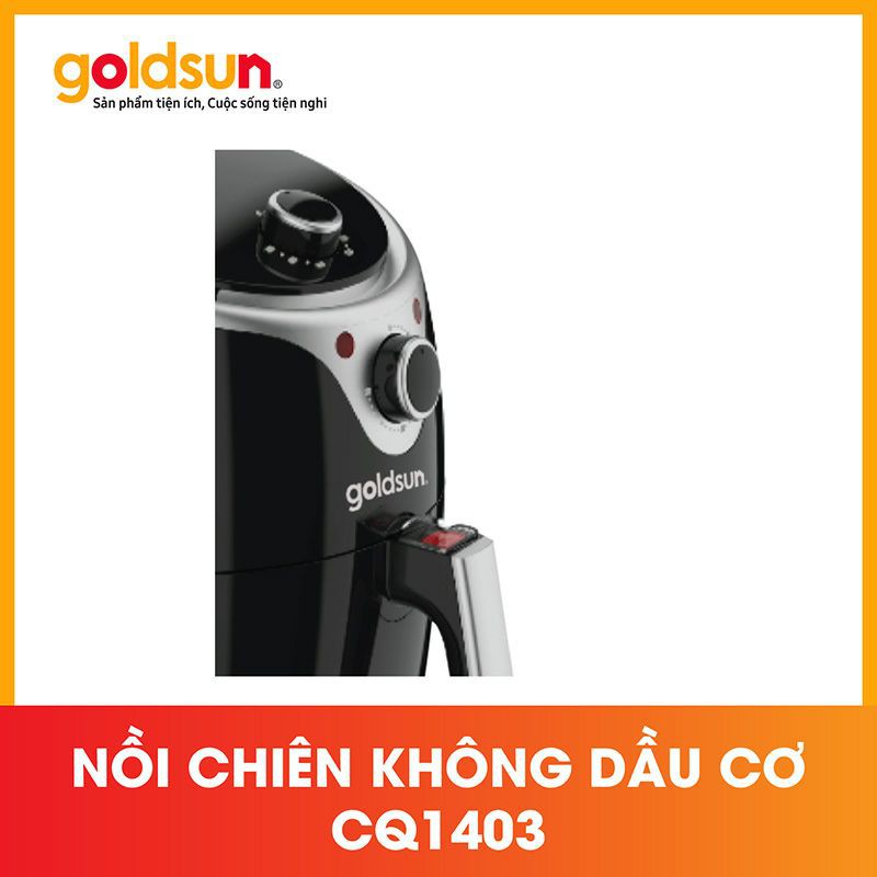 Nồi chiên không dầu Goldsun CQ1403 của thương hiệu Goldsun có thiết kế tinh tế, phù hợp với không gian trong nhà bếp