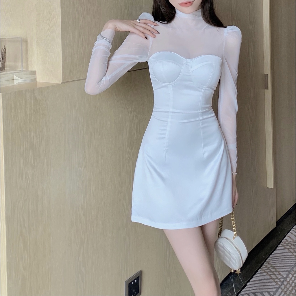 Đầm dáng ôm tay lưới Emilyshop ulzzang