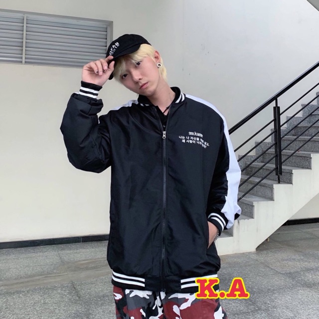 Áo khoác bomber chữ hàn quốc unisex nam nữ hình thật kèm video SALE | BigBuy360 - bigbuy360.vn