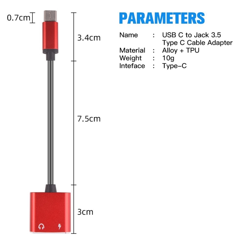 Dây cáp sạc chuyển đổi âm thanh FONKEN thiết kế 2 trong 1 loại C sang 3.5mm chuyên dụng