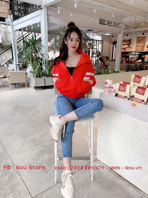 Áo khoác dù tay dơi phối sọc, form chuẩn y hình