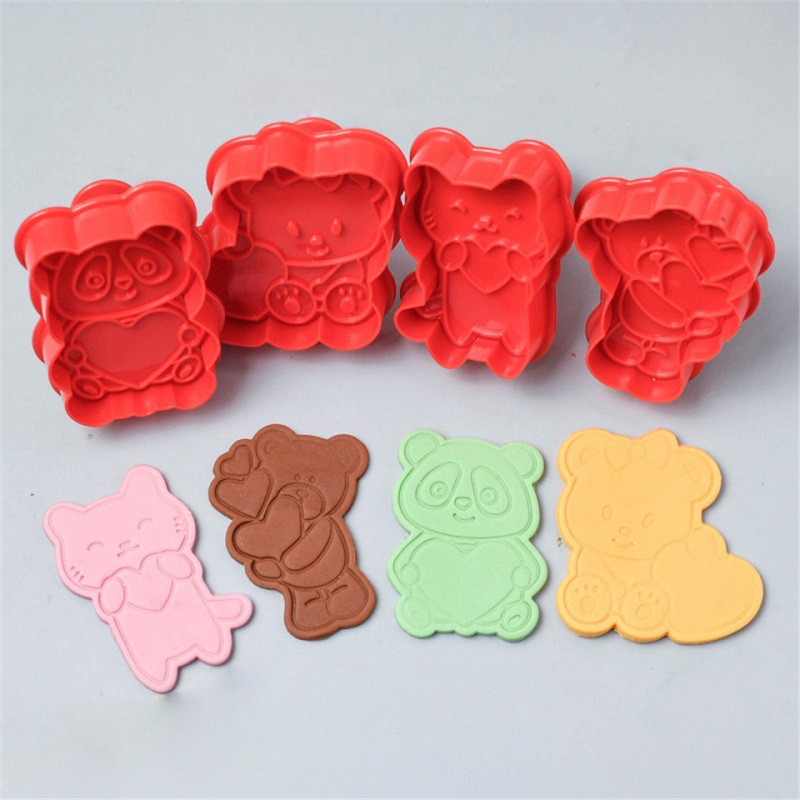 Bộ 4 khuôn cắt bánh quy nhiều hình dáng 3D tùy chọn