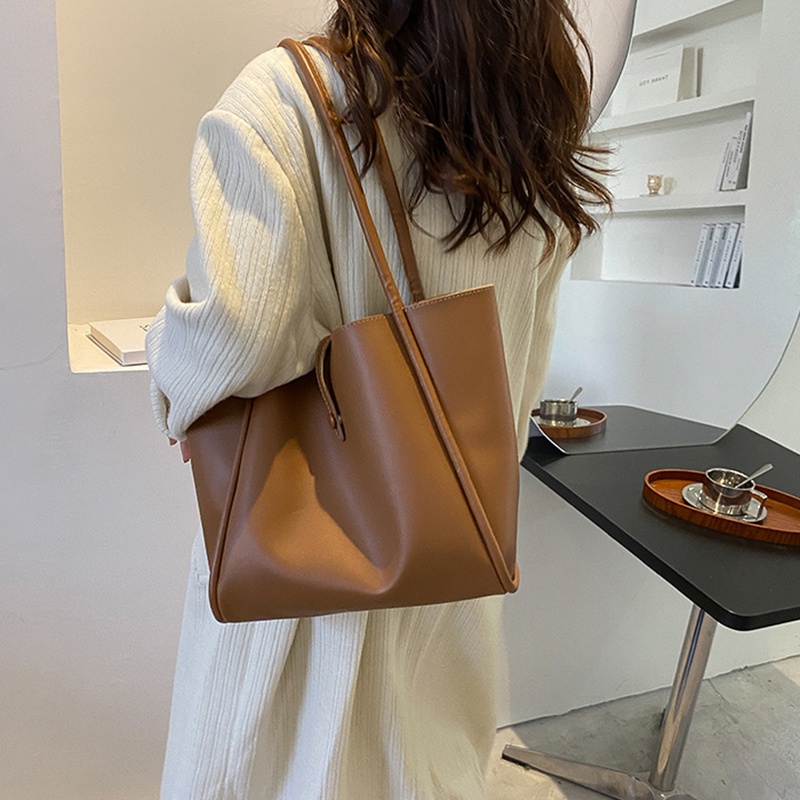 Túi đeo vai IELGY màu trơn cỡ lớn phong cách Hàn Quốc thời trang cho nữ